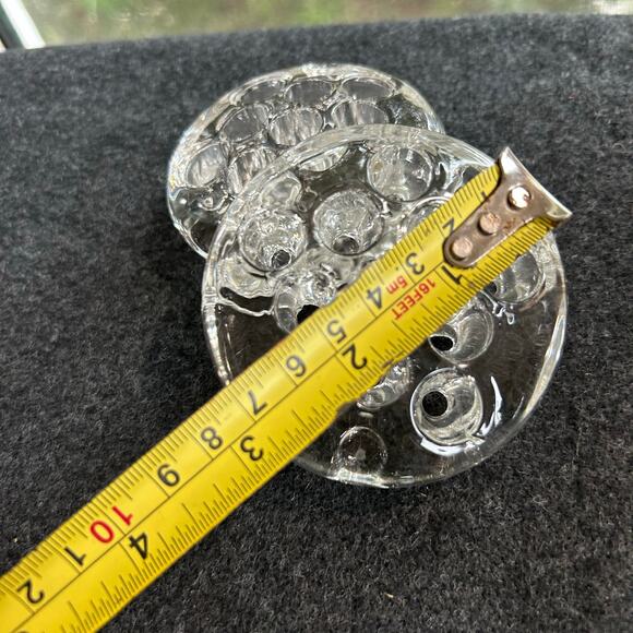 Pair of Vintage Clear Glass 11 Hole Flower Frogs - Picture 10 of 12